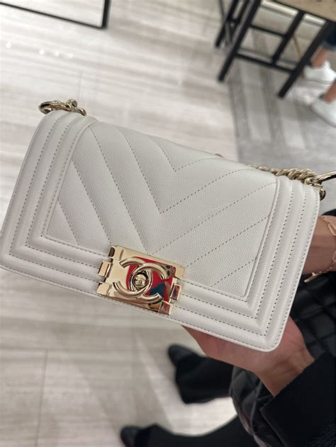 chanel le boy small white